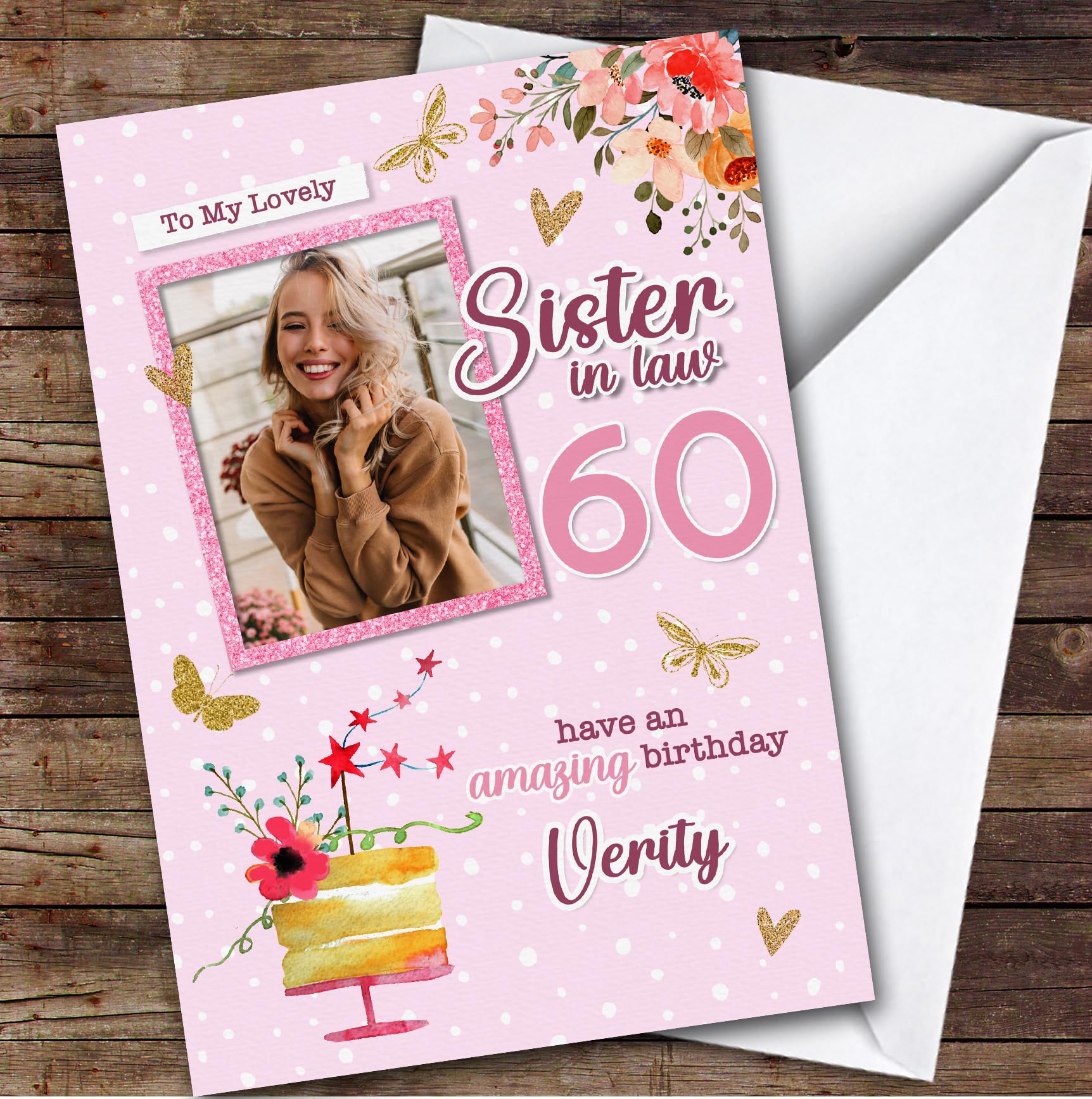 Personalised Sister-In-Law 60th Birthday Card Photo | Personalised Birthday Card For Sister-In-Law, Her, 60th, Photo Upload, Milestone Birthdays
