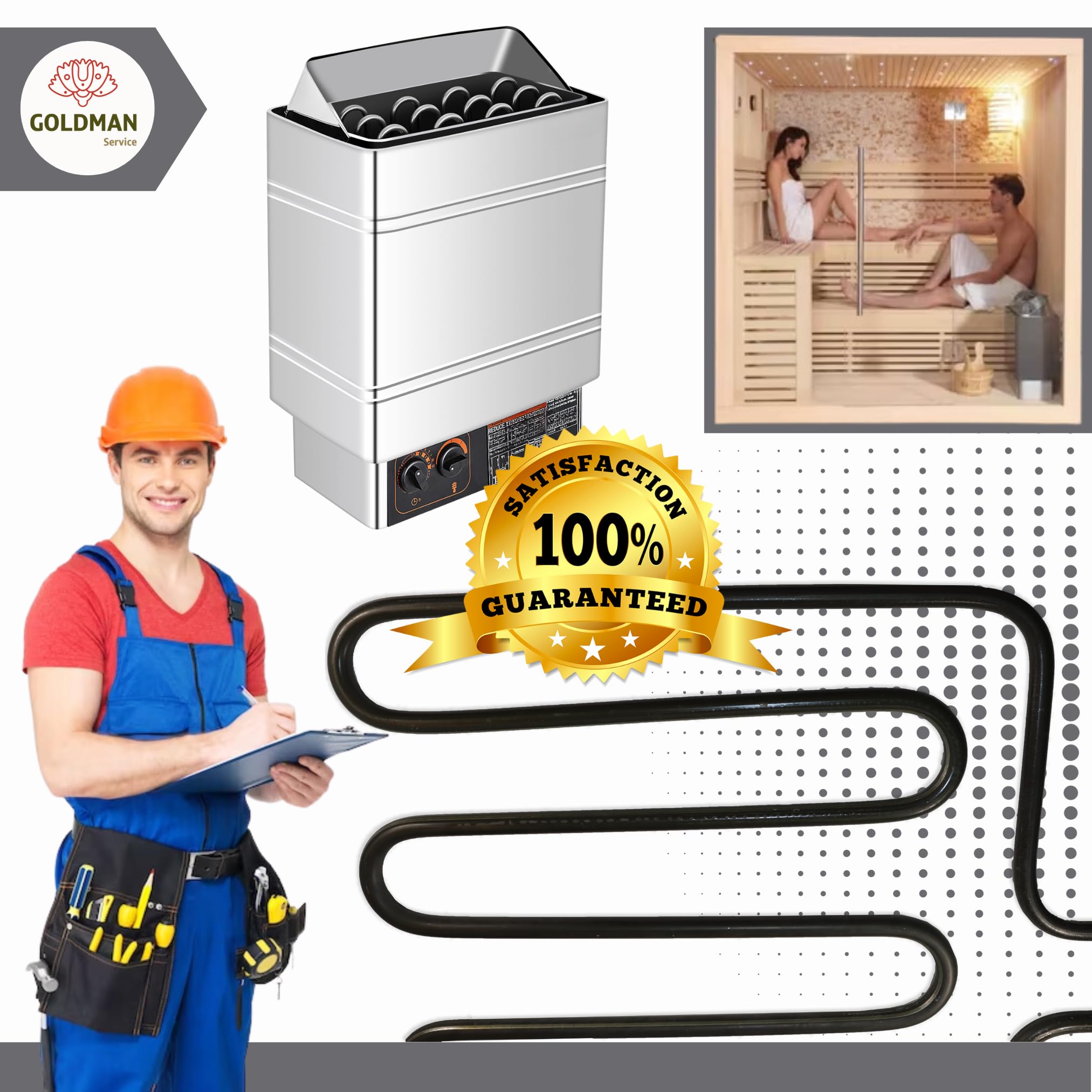 Résistance pour poêle à sauna 2000 W 300 x 330 mm compatible SPA hôtel