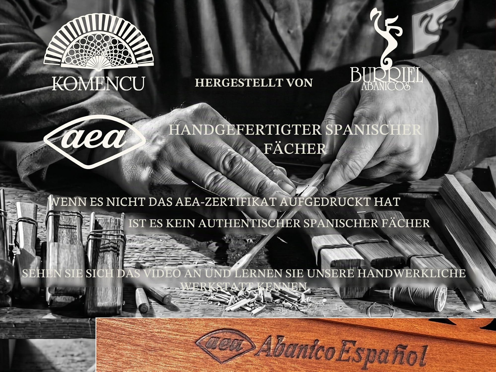 Handgefertigter Spanischer Fächer - Grüner Fächer- Fächer aus Sipo-Holz und 100% Baumwolle - Fächer Klein - Spanischer Handfächer aus Holz und Stoff