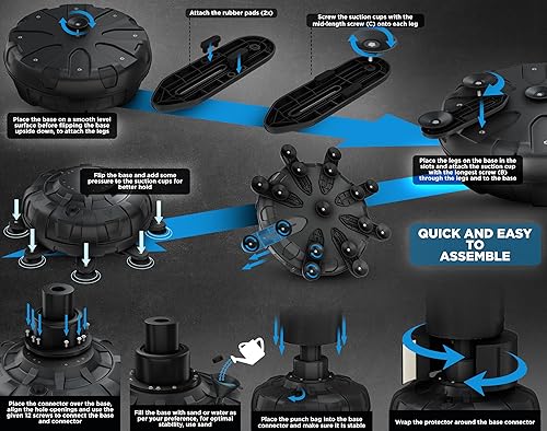 Miniatura 7 de RDX Saco de boxeo independiente XXL de 6 pies con guantes y funda, bolsa de pedestal pesada con soporte para kickboxing, boxeo, artes marciales