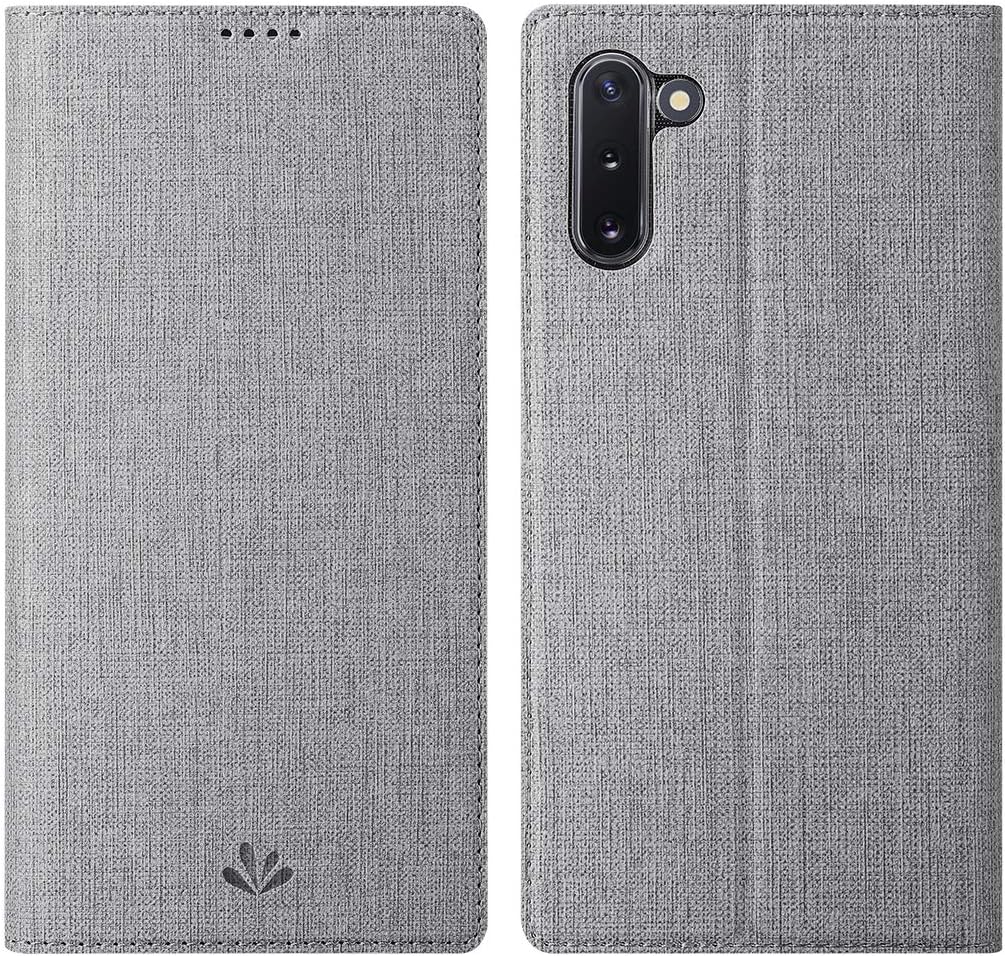 Eastco Galaxy Note 10 Case,Galaxy Note 10 Wallet Case,Flip Folio Cover Kickstand Card Slots Bumper PU Leather TPU Rubber Slim Shockproof Anti Scratch Protective Shell for Galaxy Note 10,Gray