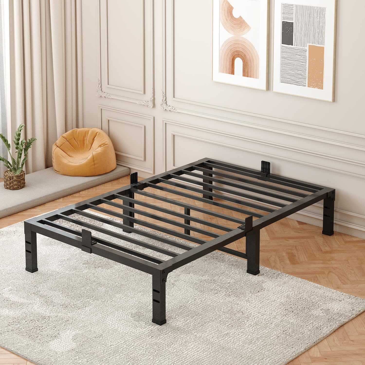 fuiobyvv twin bed frames, 14 inch heavy duty metal platform bed frame twin size support up to 3500 lbs, no box spring needed/no shaking/steel slat support/noise free/easy assembly