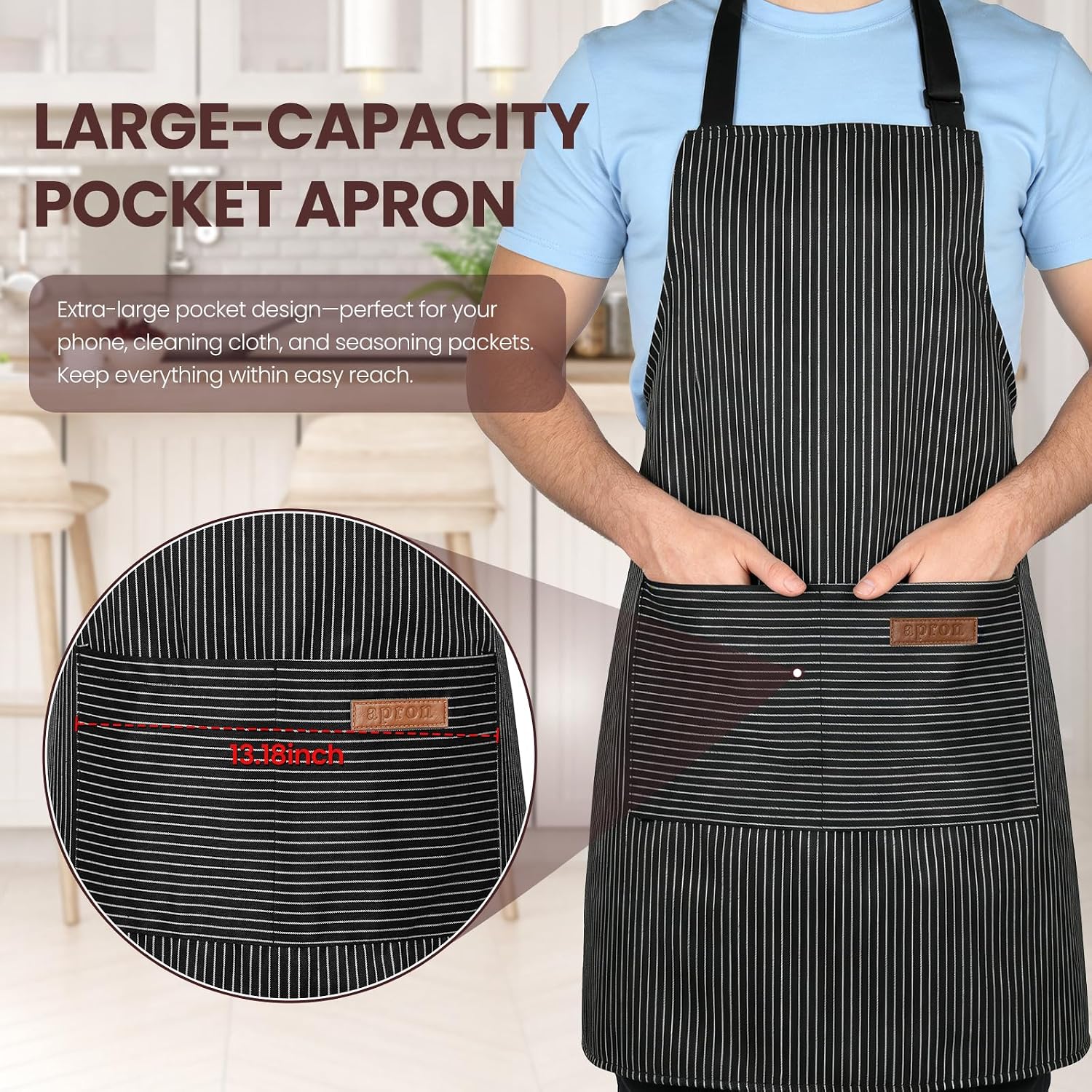 Serrenf 2 Pack Apron, Cooking Kitchen Aprons, Adjustable Bib Apron with 2 Pockets for Men Women Chef Apron