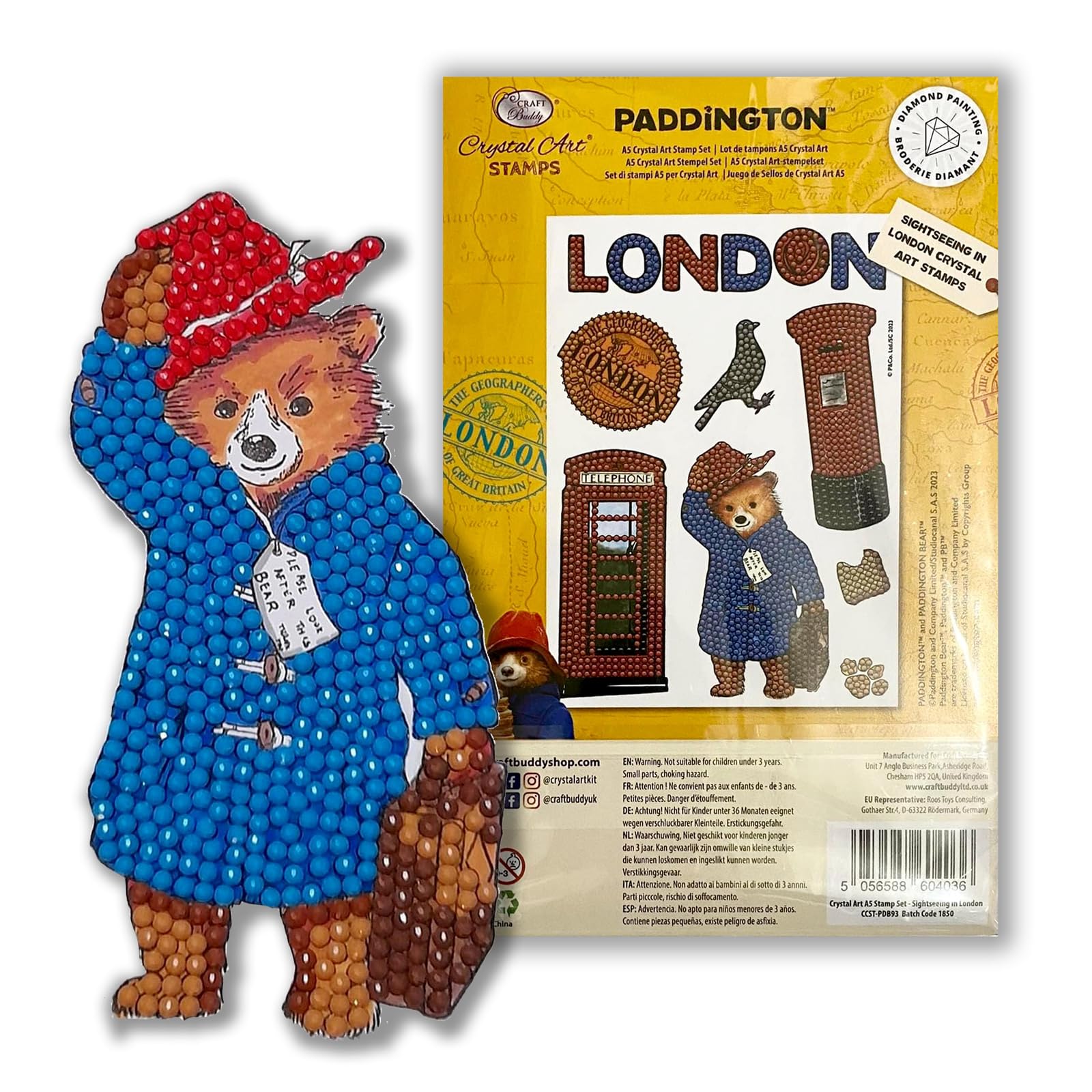 Crystal Art A5 Stamp Set - Paddington Bear Sightseeing in London