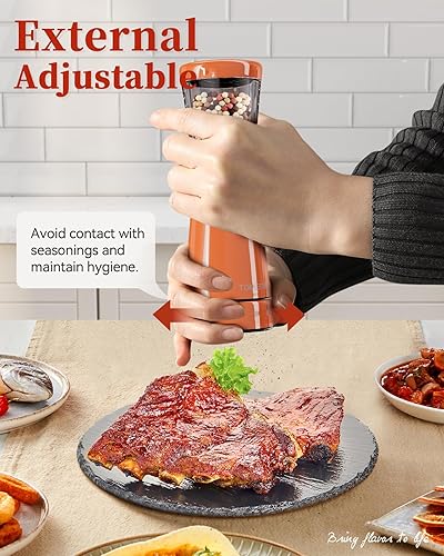 Miniatura 144 de Juego de molinillo eléctrico de sal y pimienta con base de almacenamiento, juego de molinillo de sal y pimienta recargable de acero inoxidable