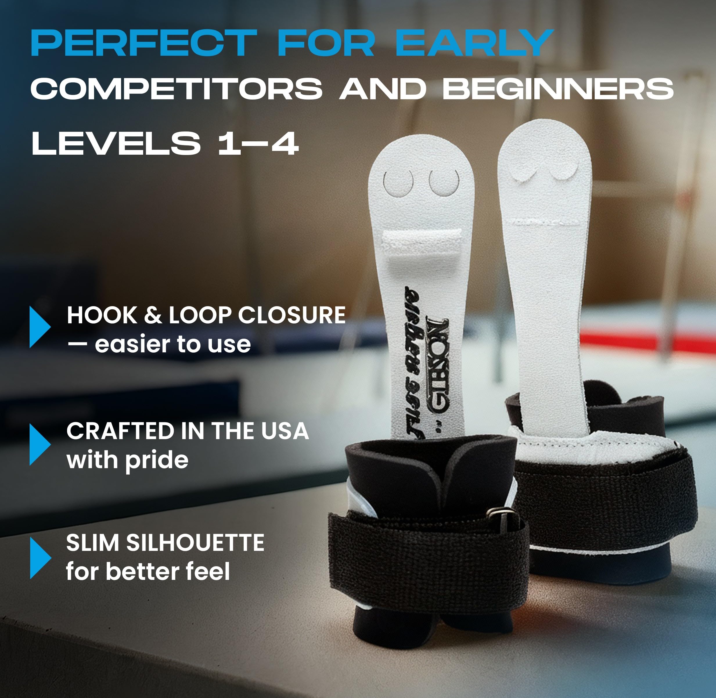 Gibson Mädchen Just Right Neo Neopren Handgelenk Haken & Schlaufe Uneven Bar Grips Zwei Loch Grip XXS, XS, S, M, L, Frauen Gymnastik Griffe Langlebiges Leder