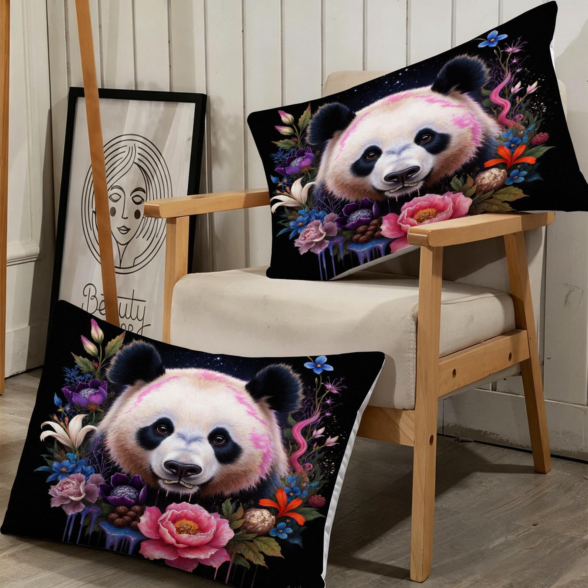 Funda Nordica Cama 150-220x240 Flores Animales Oso Panda, Juego de Ropa de Cama de Microfibra para Adultos, Funda de Edredón Cama 220x240 con Cremallera y 2 Funda de Almohada 50x75 cm_A19259
