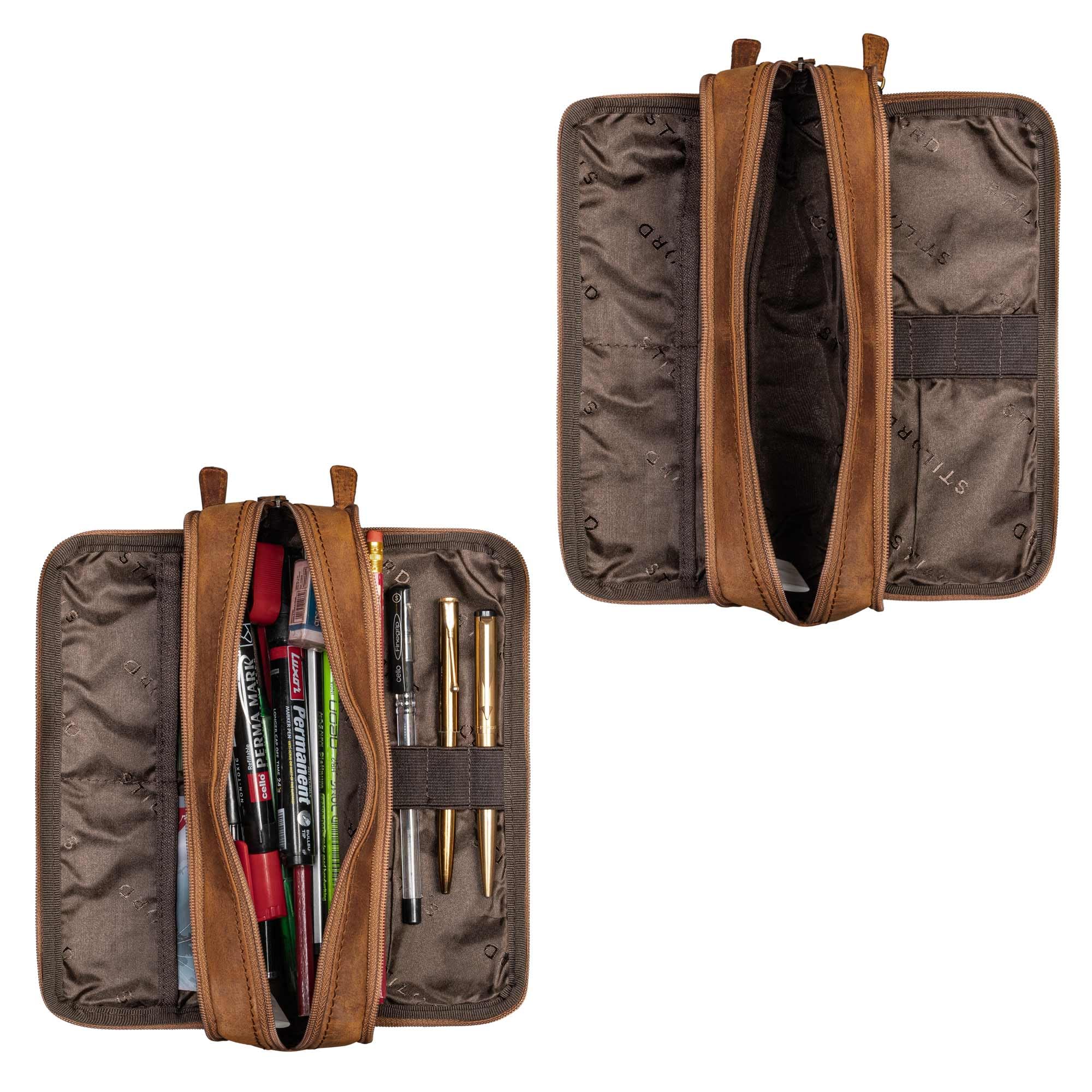 STILORDD 'Flo' Leather Pencil Case Large Pencil Holder Small Pouch Bag Pencil Box Pencilcase Vintage Aesthetic Pencil Cases - Image 3