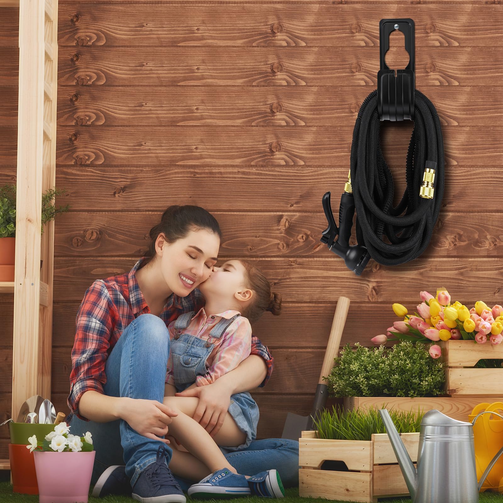 Tuyau d'Arrosage Extensible 30m avec 8 Modèles de Pulvérisation Convient aux Robinets de 1/2" et 3/4" Raccords en Métal Durables pour Nettoyage du Jardin, Laver la Voiture, Arroser (Noir)