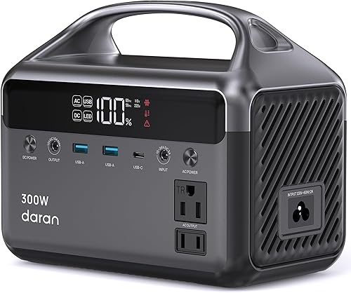 DaranEner Estación de energía portátil, 300 W (sobretensión 600 W) 192 Wh(60,000 mAh) banco de energía con salida de CA de 110 V, batería LiFePO4