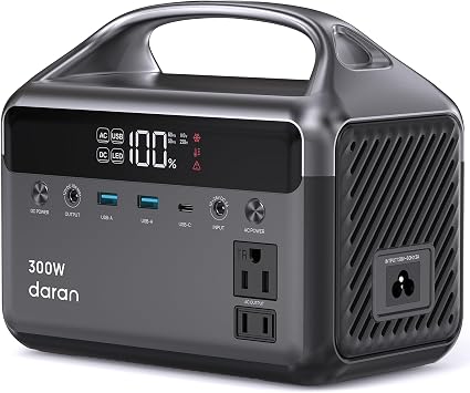 DaranEner Portable Power Station, 300W Surge 600W 192Wh Power Bank with 110V AC Outlet, LiFePO4 Battery for Home Emergency, Camping, Travel,& Outdoor ElectronicsOption Solar Generator
