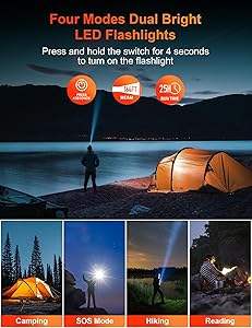SOXONO Solar Charger Power Bank, PD 20W Fast Charging External Batter, 40000mAh Portable Phone Charger Built in 4 Cables with Dual Bright Flashlights for Camping, Hiking, and Outdoor UseRED
