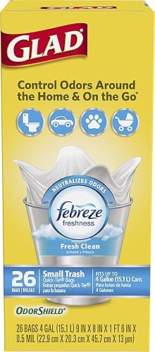 Miniatura 4 de Glad OdorShield - Bolsas de basura pequeñas, Febreze Fresh Clean, 4 galones, 26 unidades (el paquete puede variar)