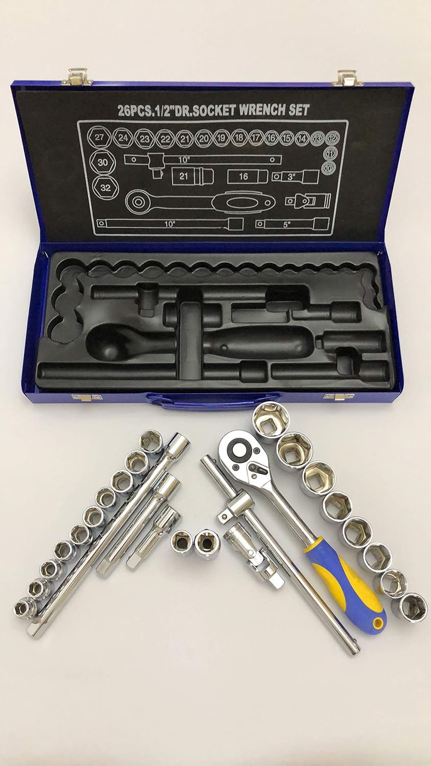 1/2-Inch Drive Metric 6-Point Socket Wrench Set(26-Piece)
