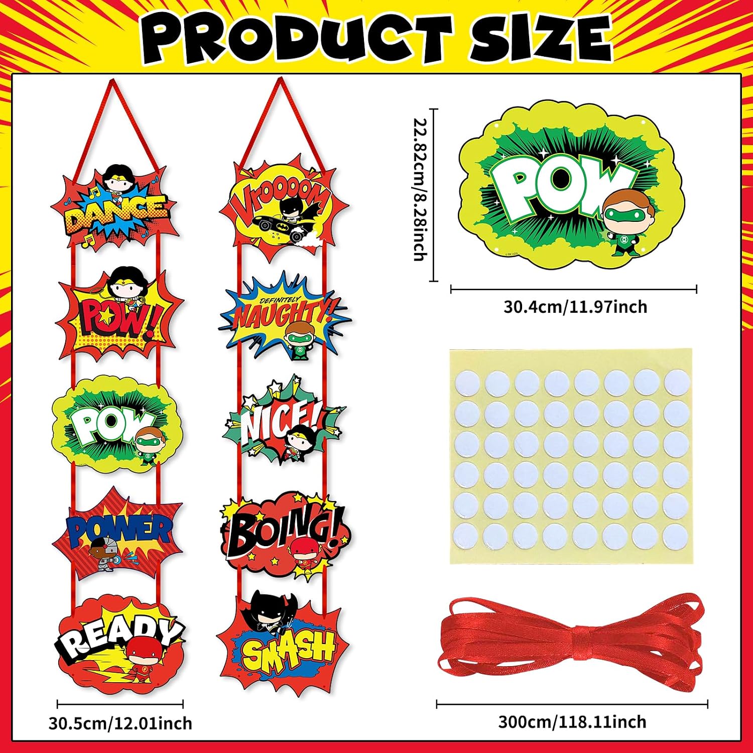 Superhero Party Decorations - Large Fun Hero Action Sign Cardboard Cutouts Porch Sign Banner Wall Door Decor for Kids Birthday Party, Baby Shower, Hero-Themed Events, Back to School Classroom Decor