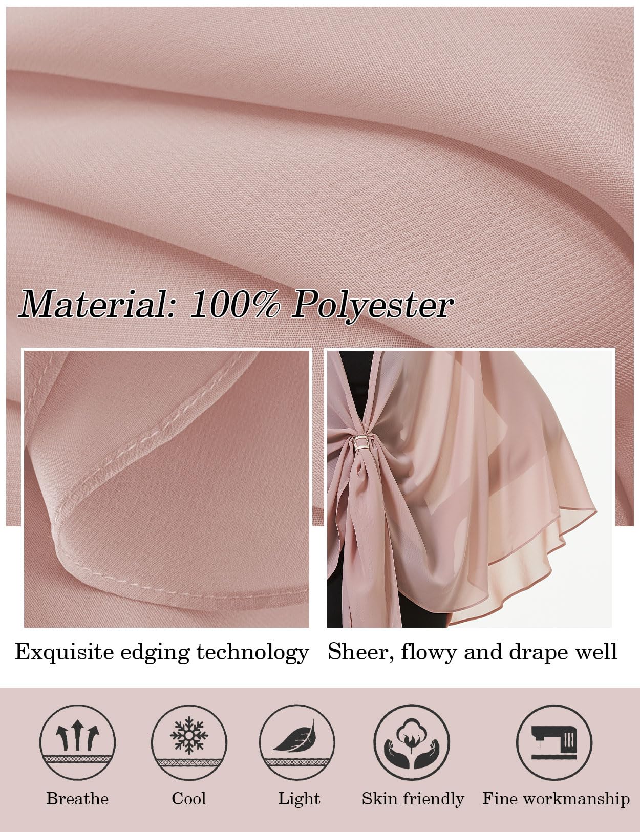 BEAUTELICATE Scialle Donna Elegante per Cerimonia Taglie Forti Chiffon Coprispalle Sheer Stola Donna per Matrimonio Estivo Sposa Abiti