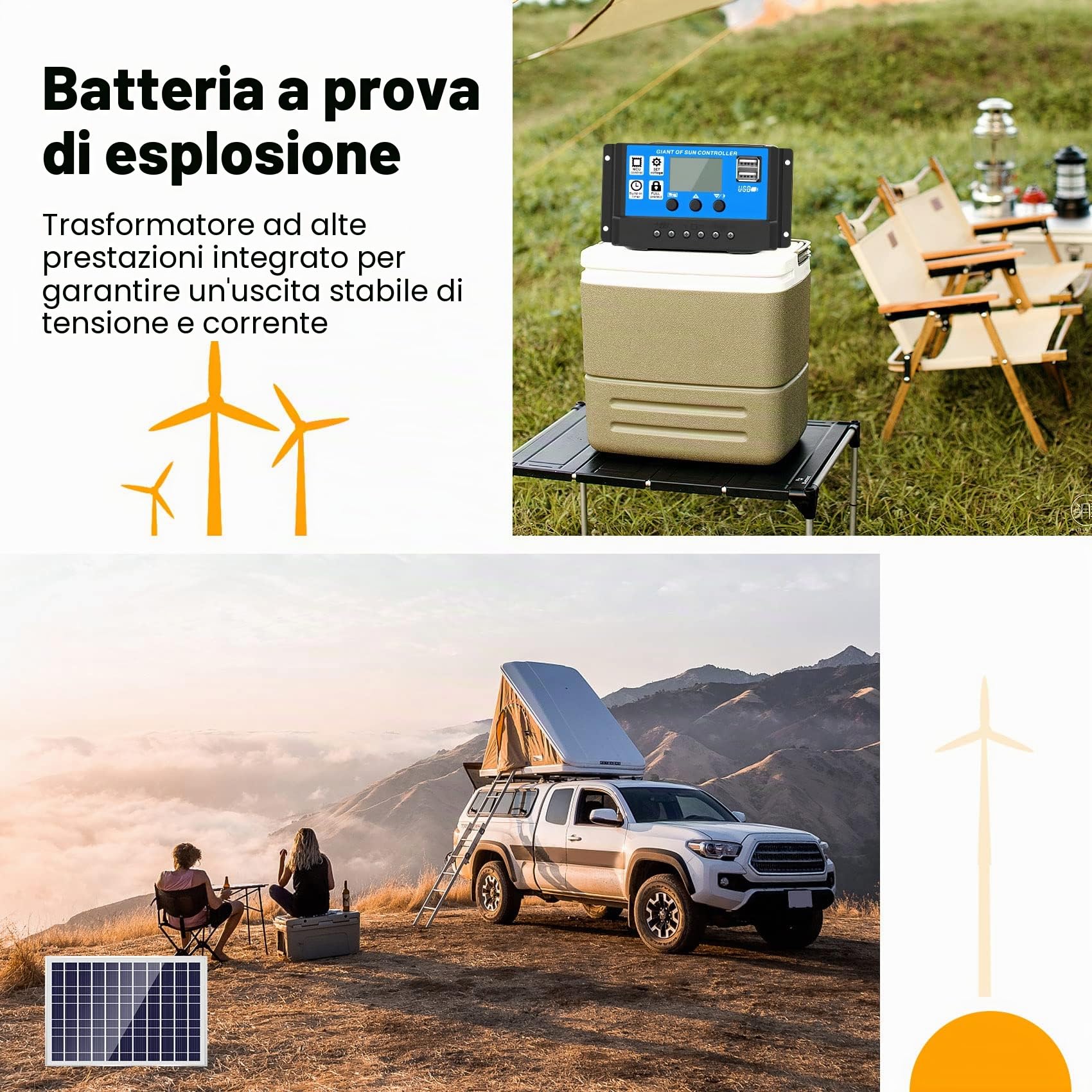 Caricabatterie da 30 W 12 V pannello solare + controller da 40 A per auto, barca, casa,