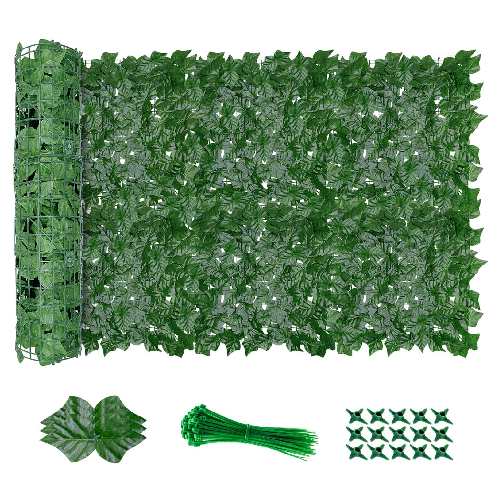 AGJIDSO Artificial Ivy Fence Screening, 3m x 1m Artificial Hedge Roll, Privacy Fence Screen Artificial Hedge Screening for Garden, Balcony, Outdoor — image 1