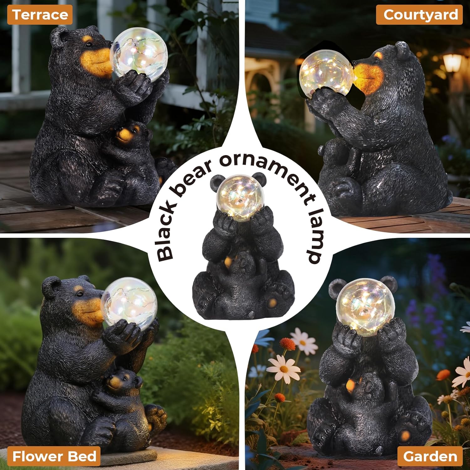 Solar Garden Statues Loving Bear Figurine with Ballon Lights for Outside, Yard Decorations Outdoor, Garden Decor Unique Birthday Housewarming Gifts for Mom, Women - Image 5
