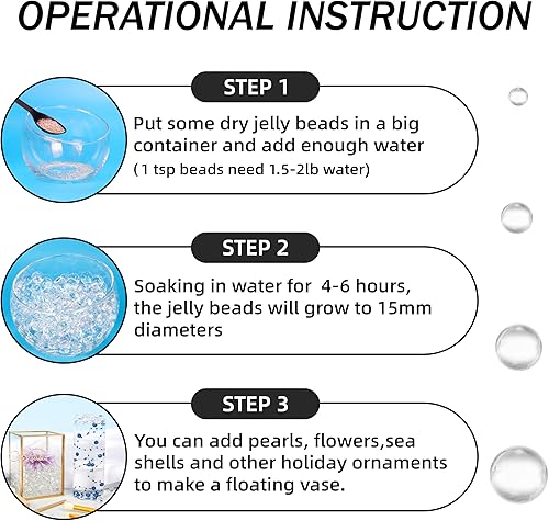 Miniatura 2 de Palonu Cuentas de gel de agua transparente para centro de mesa de boda, arreglo floral, fabricación de velas flotantes, decoración de Navidad (50000