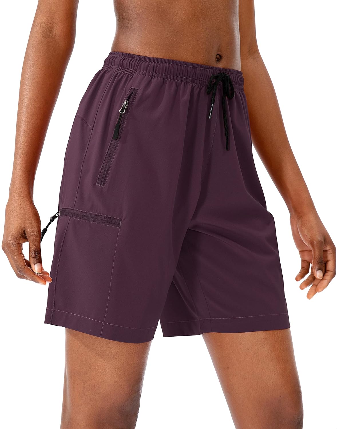 SANTINY Women's Hiking Cargo Shorts Quick Dry Lightweight Summer Shorts for Women Travel Athletic Golf with Zipper Pockets : Clothing, Shoes & Jewelry