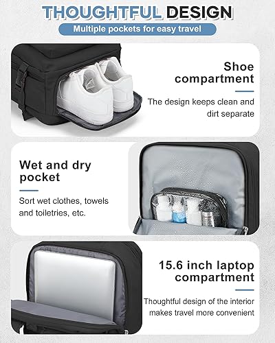 Vista 281 de VECAVE Mochila de viaje para laptop, mochila aprobada para vuelos,Mochila deportiva para universidad casual, E-peacockblue, Mochila para laptop