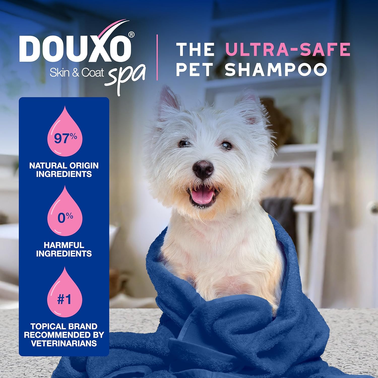 DOUXO® Skin & Coat SPA – Ultra-Safe Combo for Dogs, Sensitive Skin Soothing Shampoo (16 fl oz, Cleanses & Soothes) + Multipurpose Wipes (100 Count, Refreshes Coat)