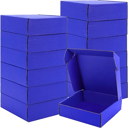 Cajas de envío, paquete de 20 cajas de cartón corrugado azul, cajas de correo reciclables para embalaje de regalos de envío de pequeñas empresas