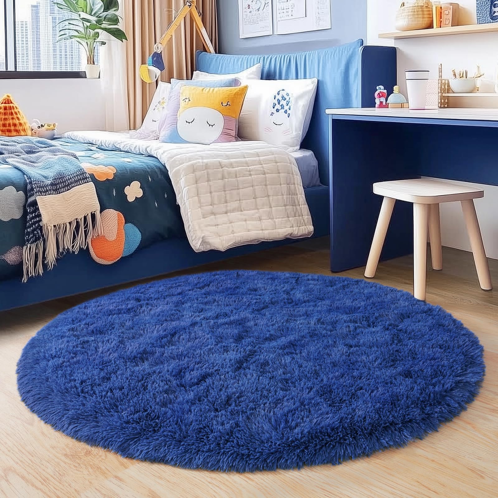 Amazon.com: Quntue 4'x4' Blue Round Rug for Bedroom, Ultra Soft
