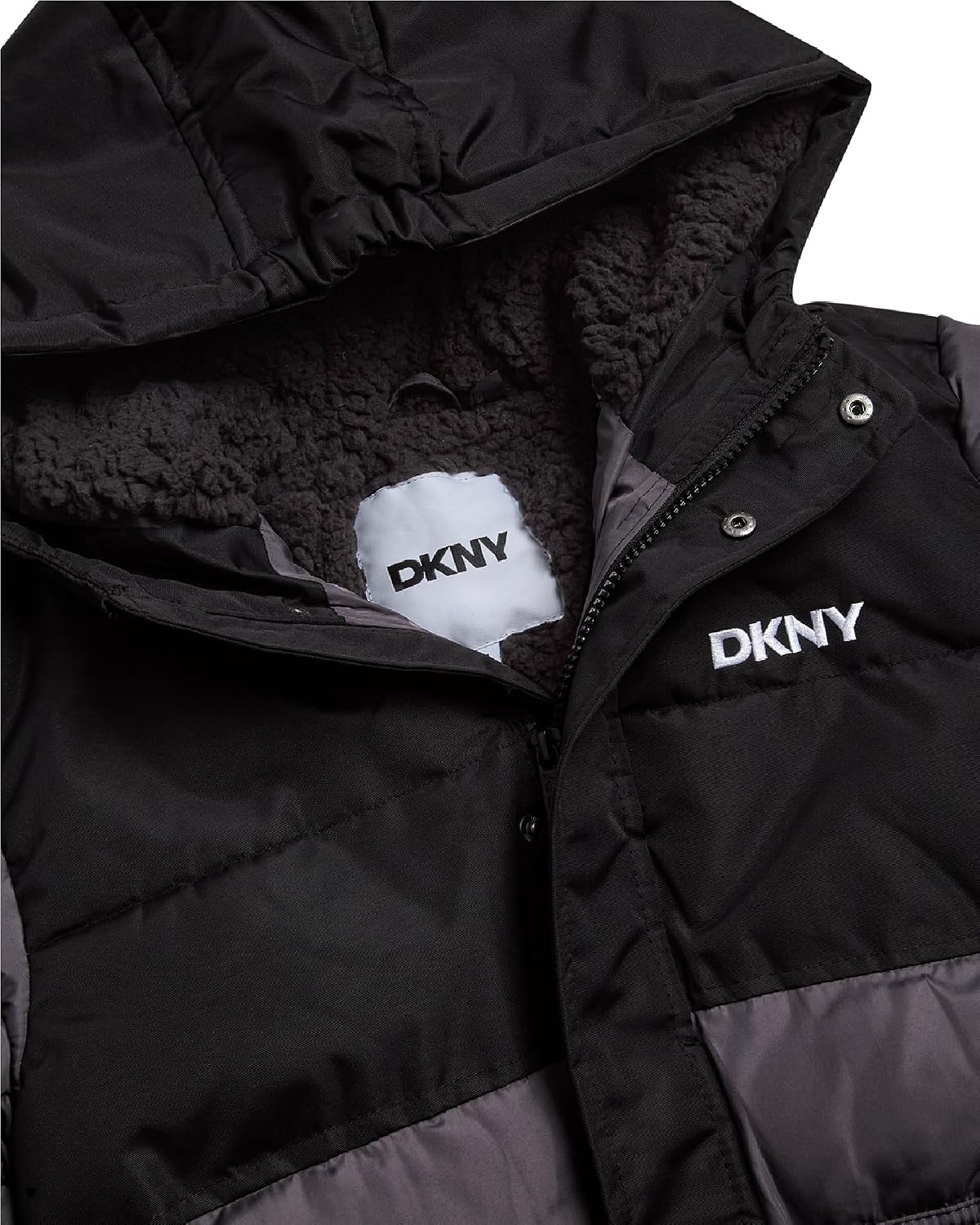 DKNY Boys Puffer Jacket - Heavyweight Sherpa Lined Hooded Bubble Puffer with Pockets - Warm Insulated Winter Jacket for Boys