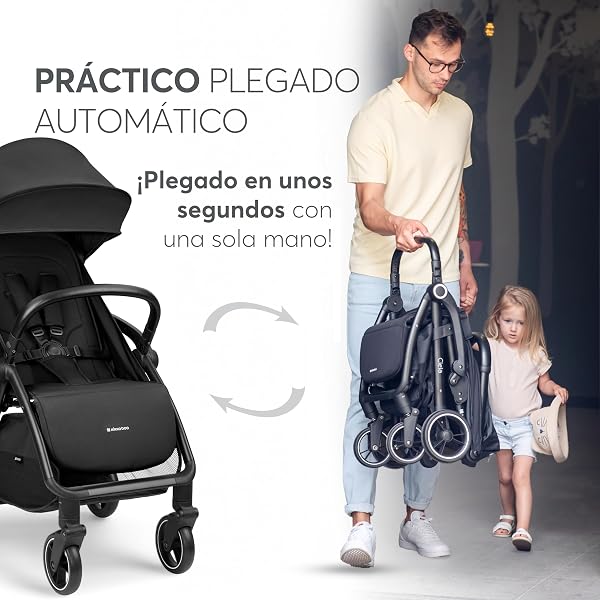 KikkaBoo Silla de Paseo Ligera CIELA, Carrito Bebé Compacto hasta 22 kg, Plegado Automático, Reclinable, Superligero, Tamaño Cabina Avión, Negro - 3