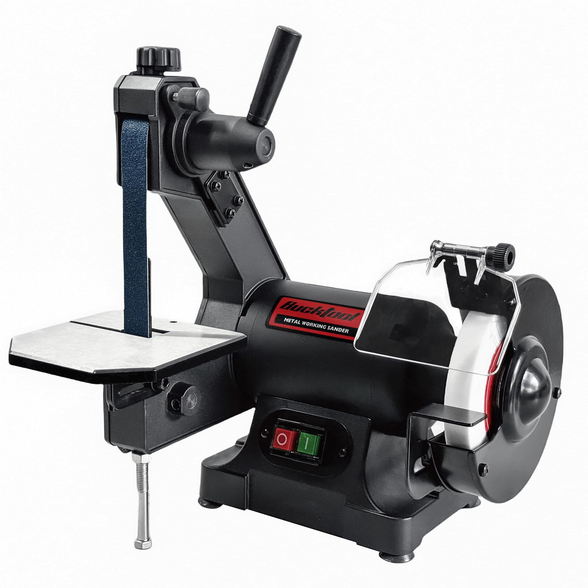 BUCKTOOL 370W Belt Sander and Bench Grinder Combo 25.4x762mm Belt 150mm Grinder 2980RPM for Woodworking Metalworking BG1600