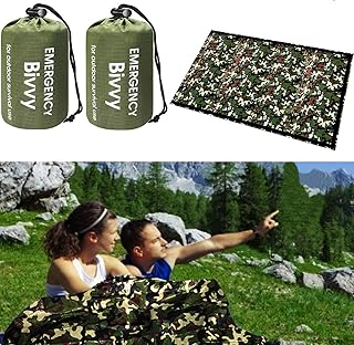 HONYAO Notfalldecke Schlafsack, Survival Biwaksack Erste Hilfe Rettungsdecken Wasserdicht Notfallzelt Ultraleicht Hitzeabweisend Kälteschutz mit Signalpfeifen, für Outdoor Camping Wandern, 2 Stück