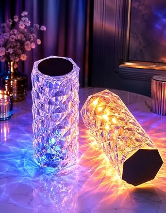 Kristal Elmas Led Dokunmatik Sensör Usb Şarjlı Masa Lambası RGB Gece Lambası [Enerji Sınıfı A]