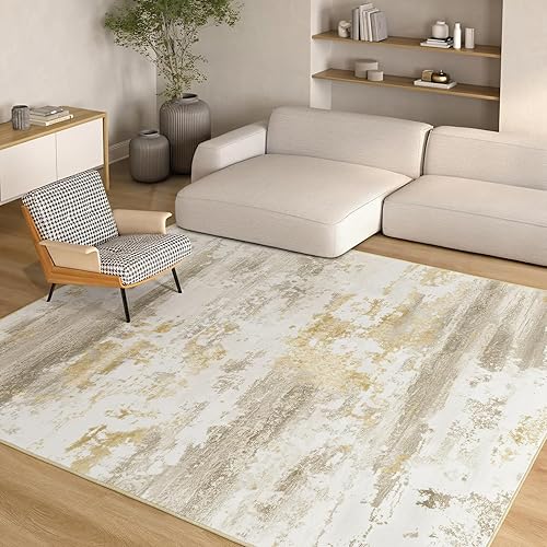 Miniatura 14 de Kelarea Alfombra lavable para sala de estar, 8 x 10 pies, antideslizante, moderna, abstracta, verde, fácil de limpiar, alfombra grande para