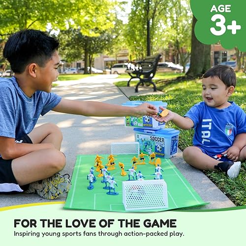 Vista 2 de Set de muñecos de fútbol Kasey Kids con 2 equipos completos y más para inspirar la imaginación con juego sin fin (para niños de 3 años o más)
