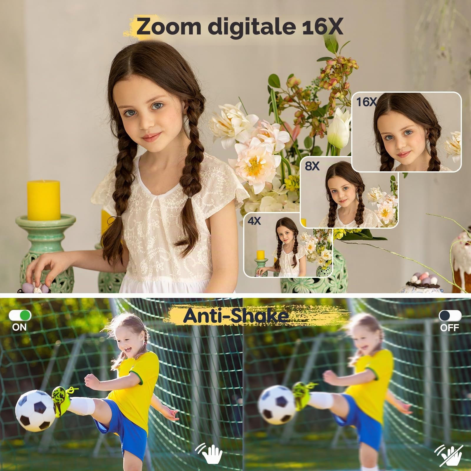 Fotocamera digitale FHD 1080P 44MP fotocamera fotografica 16X zoom digitale fotocamera con batteria portatile semplice fotocamera digitale per bambini, studenti, adolescenti Viola
