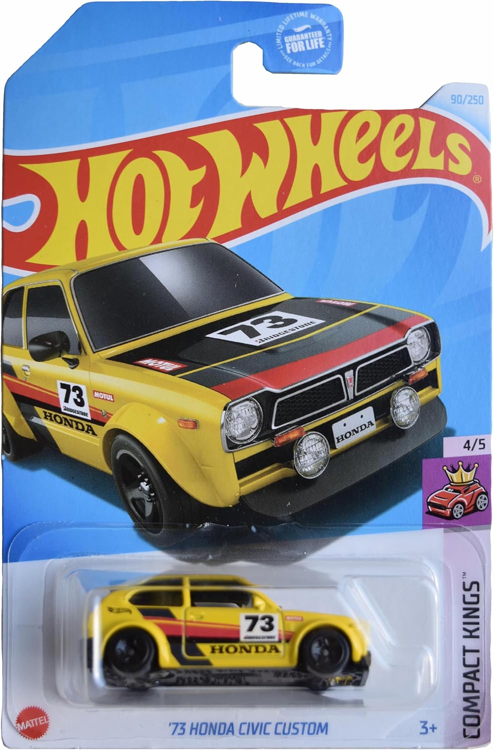 Hot Wheels '73 Honda Civic Custom, Compact Kings 4/5 [Yellow] 90/250