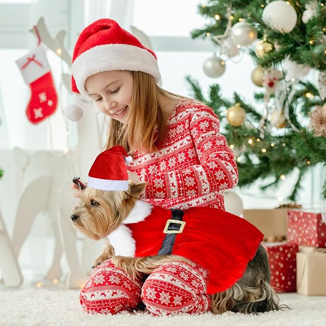 Foto 6 de 7 de Disfraz Perro Navidad, Rojo Ropa de Perros de Navidad, Gorro Navideño Perro, Disfraz Gato Navidad
