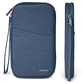 Cartera de Viaje Familiar - Organizador de Pasaporte y Tarjetas, 2 Solapas - Color Azul