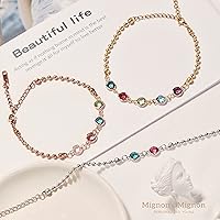 Vista 2 de MignonandMignon Pulsera de piedra natal personalizada para mujer, joyería de cadena de cuentas personalizada, cumpleaños, regalo para amigos