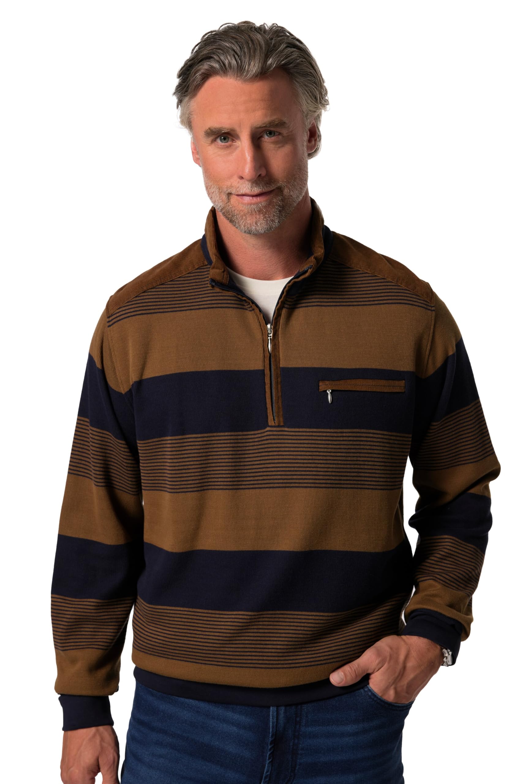 Boston Park Herren große Größen Übergrößen Menswear L-8XL Troyer, Sweat, Zippkragen, Brusttasche 838629