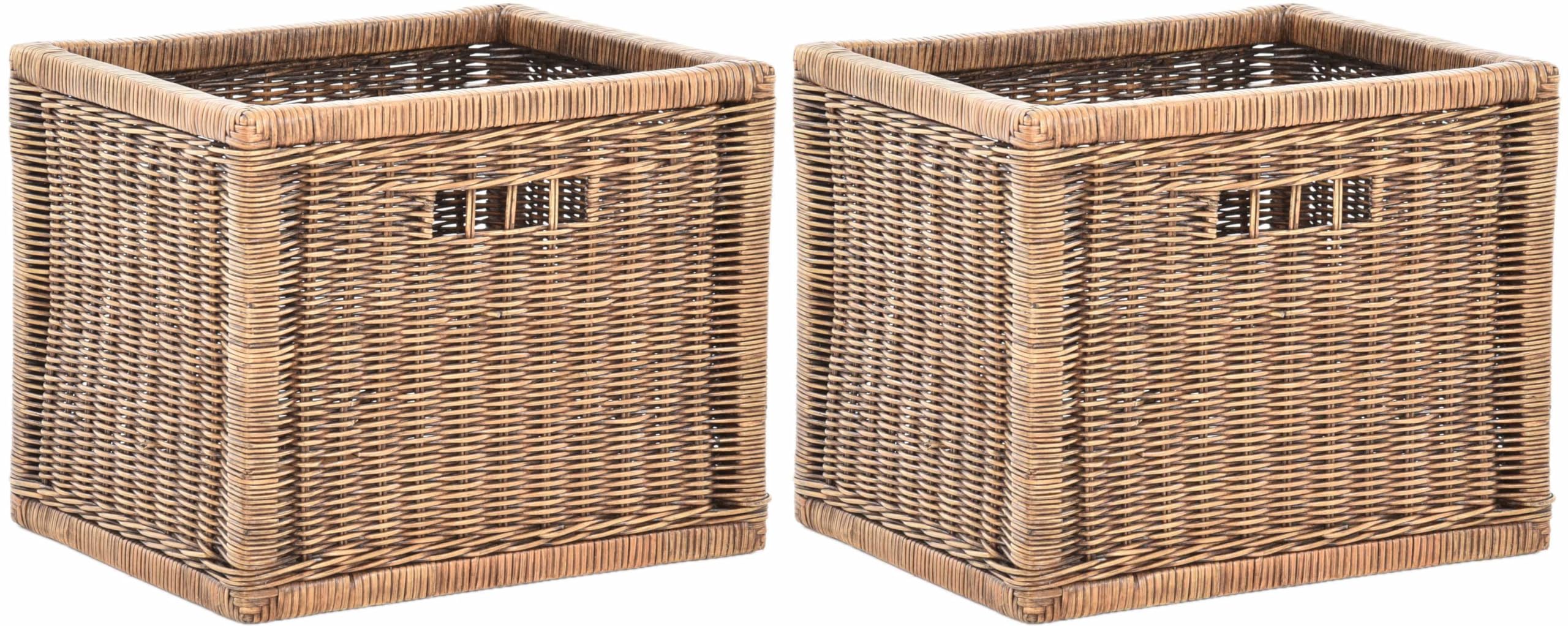 Panier d'étagère robuste contre le désordre grand tiroir en rotin véritable stable 42cm