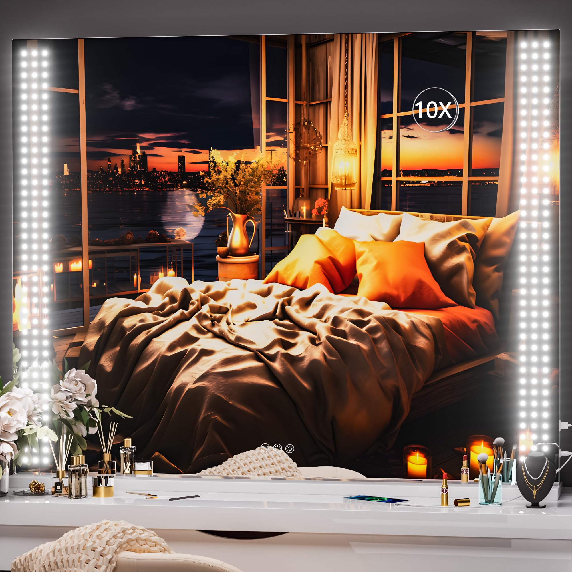 Hasipu Vanity Mirror with Lights, 40" x 32" LED Makeup Mirror, Lighted Makeup Mirror with Dimmable 3 Modes, Touch Screen Control Vanity Mirror White