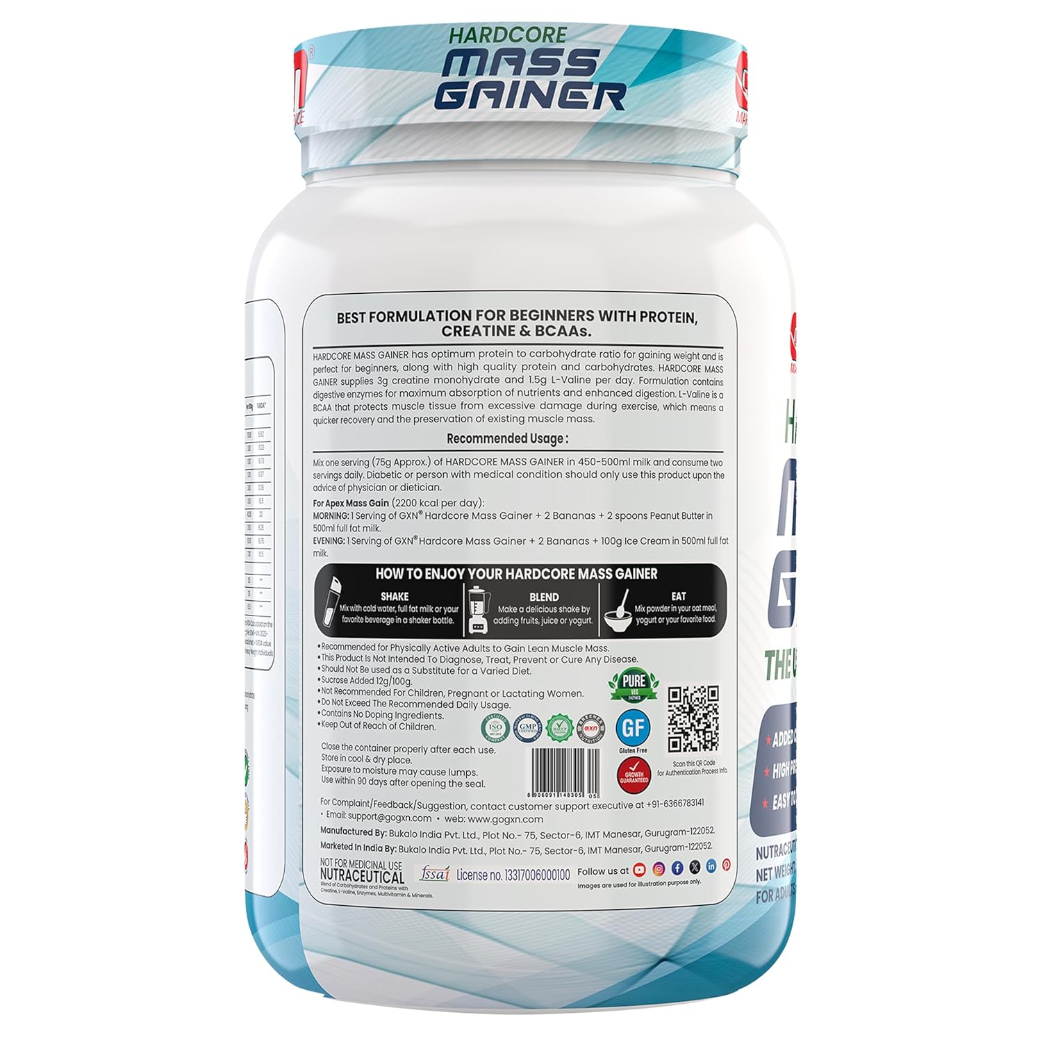 Buy Now Gxn Hardcore Mass Gainer 1Kg | With Vitamins &Amp; Minerals |
