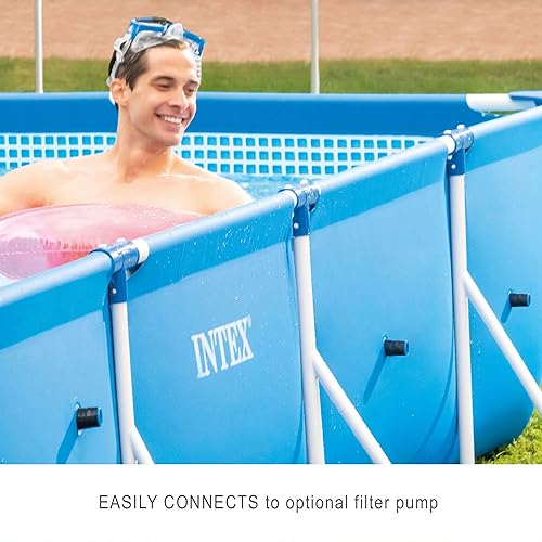 Miniatura 2 de Intex Piscina rectangular de marco de 14.75' x 86" x 33" sobre el suelo para patio trasero al aire libre con válvula de control de flujo para