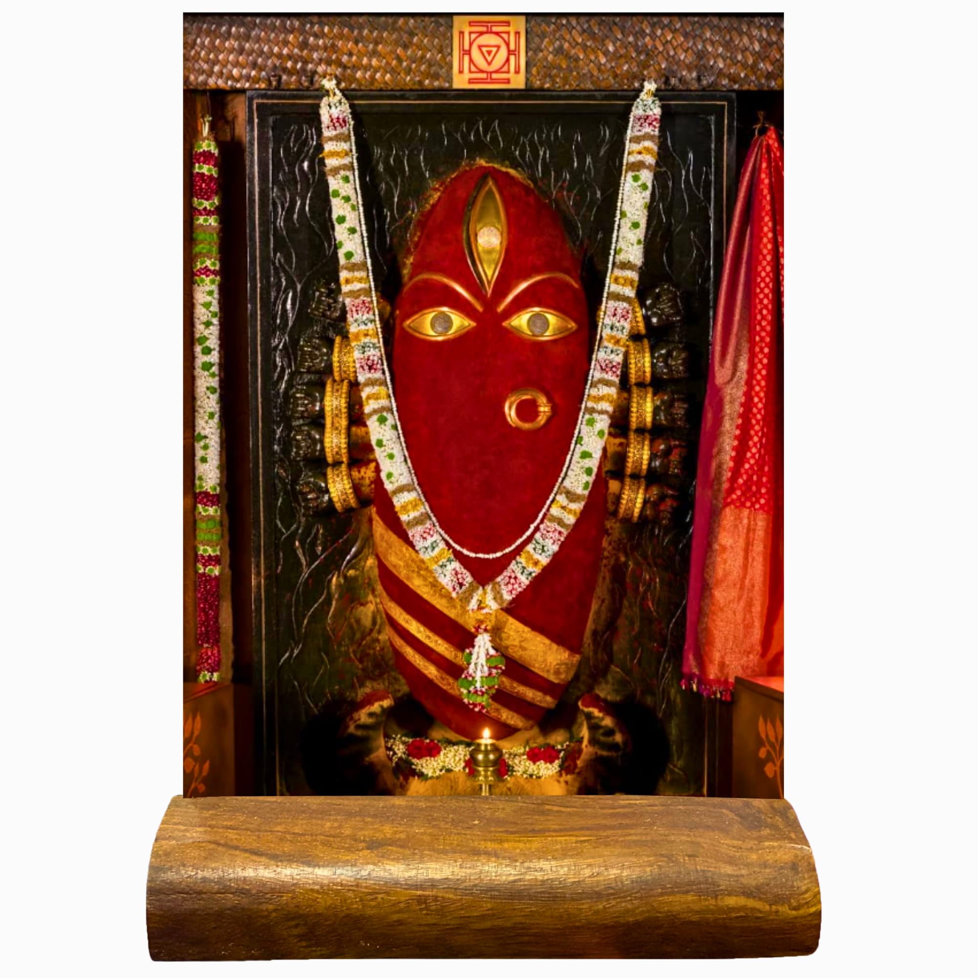 Divine Desktop Photo Frame of Linga Bhairavi Devi | Spiritual Table Stand with Wooden Base | Inspirational Religious Gift & Decor for Home, Office (KUMKUM, 5.5X8)-image-27