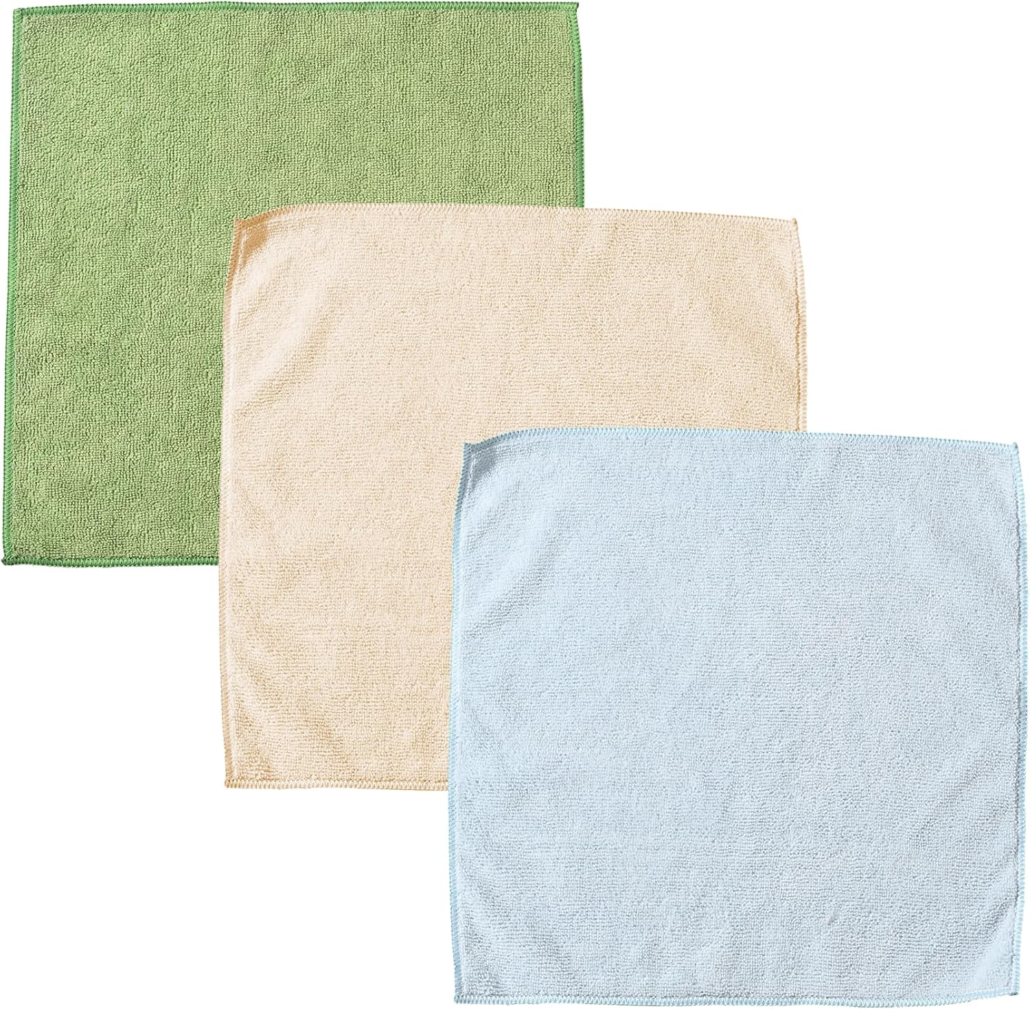 Fox Run Colorful Microfiber Cleaning Cloth Set, Includes Blue, Green and Cream Kitchen and Home Cleaning Towels
