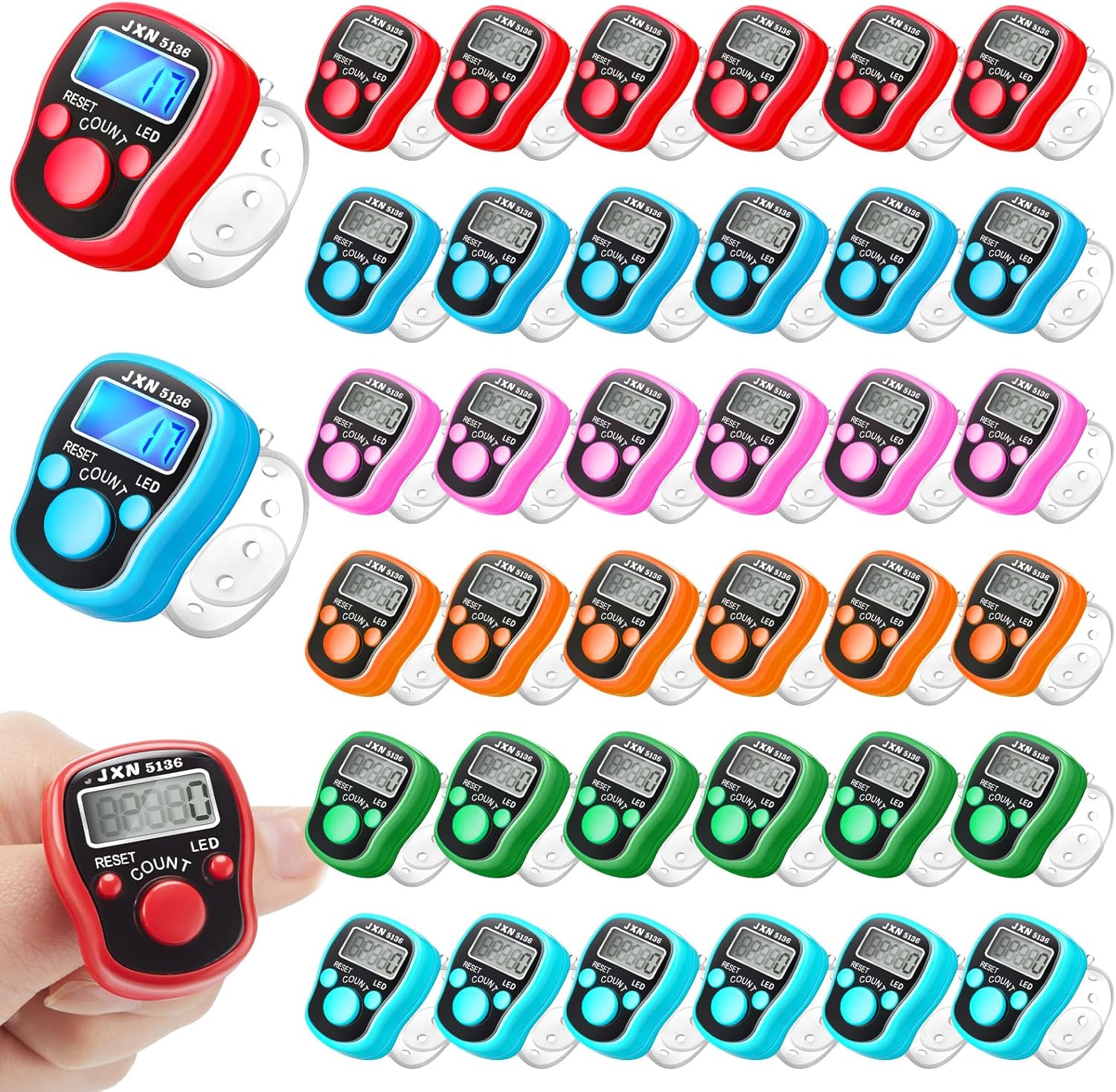 Amazon.com : Tellegloww 36 Pcs Finger Counter Tally Counter Luminous ...
