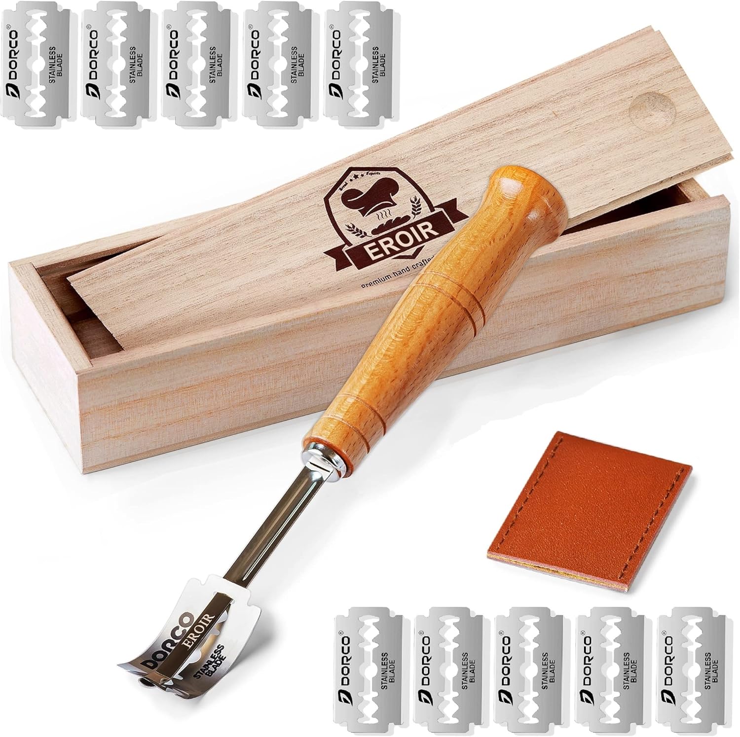 EROIR Bread Lame Tool in Wooden Storage Box Dough Scorer